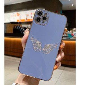 NEW iPhone 13/Pro/Max Luxury Electroplate Wings Soft iPhone case - Gray Blue